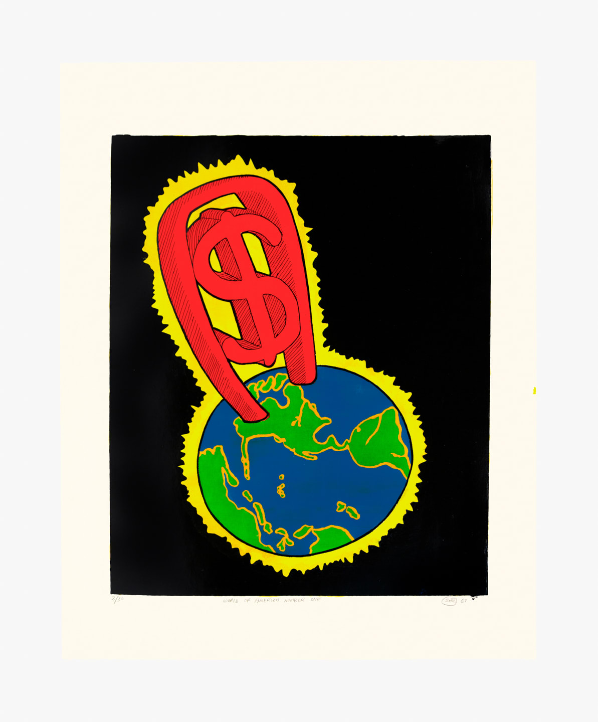 Peter Saul World of America No. 1, 1967 Screenprint on paper 22 x 18 inches Edition of 30