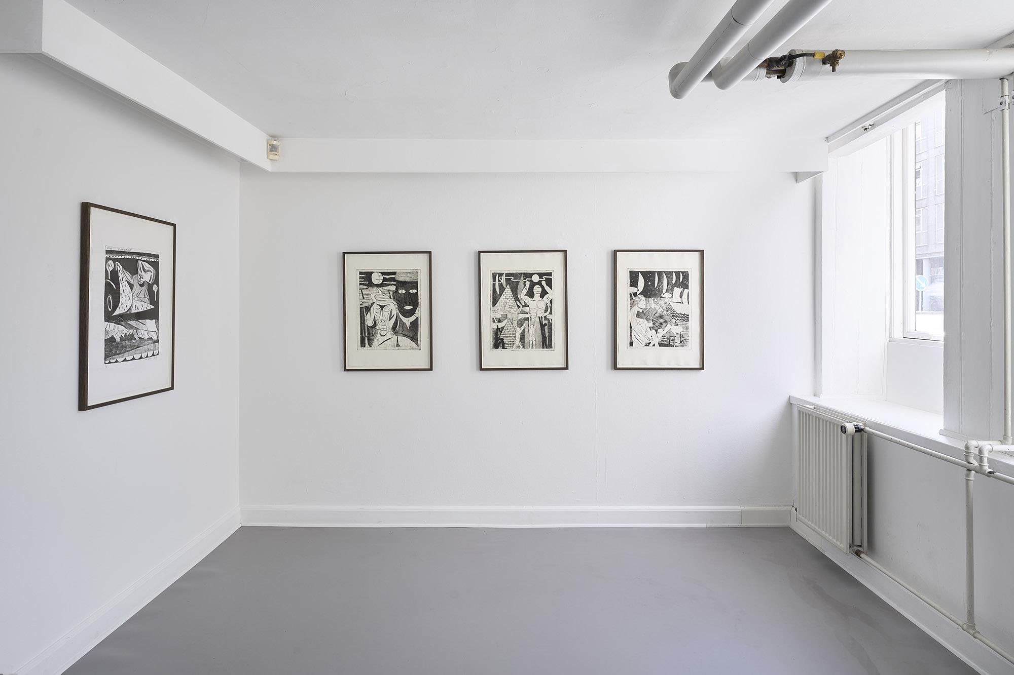 Installation view Peter Larsen Fremtiden er Aflyst 2022, Grafikernes Hus, Copenhagen, Denmark