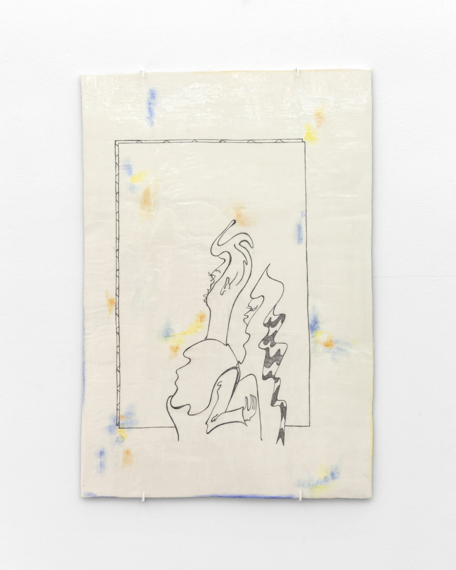 Martha Hviid Spectators, 2021 Soft pastel and pencil on self-drying clay, wood glue, boat varnish 64 x 43 cm