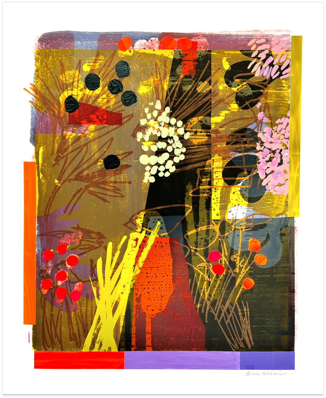 'Red Hot Herbaceous Border' - New Monoprint by Bruce Mclean