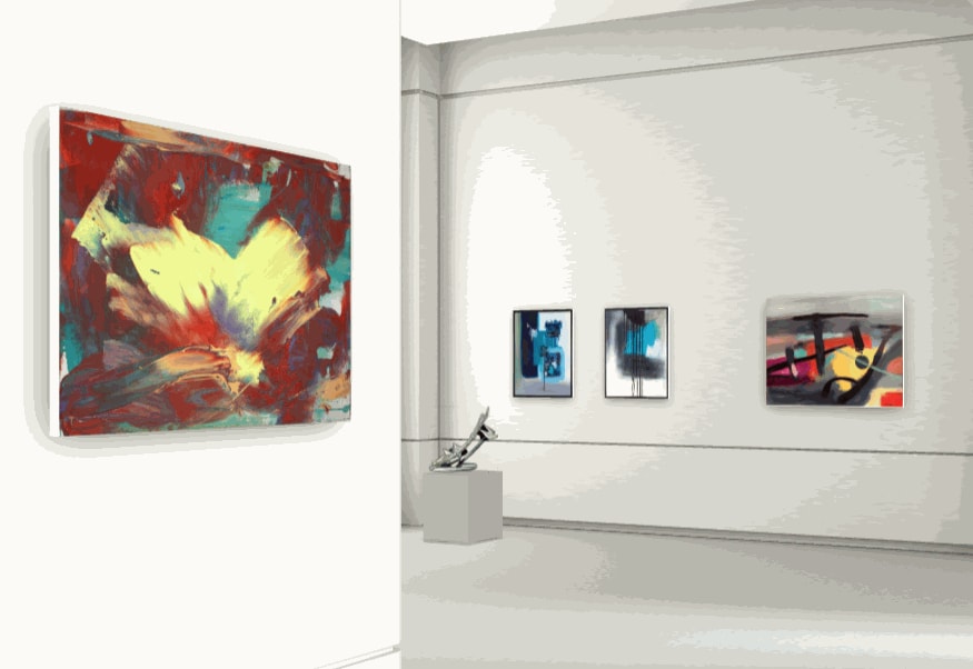 left to right: Francine Tint, sculpture by Gregory Steel, Eric Sanders