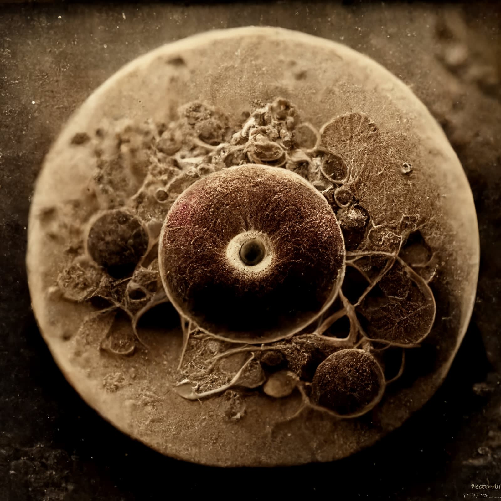 Micrographica Omega, 2021 Archival pigment print on paper, 20x20 inches or glass and gold leaf, 10x10 inches