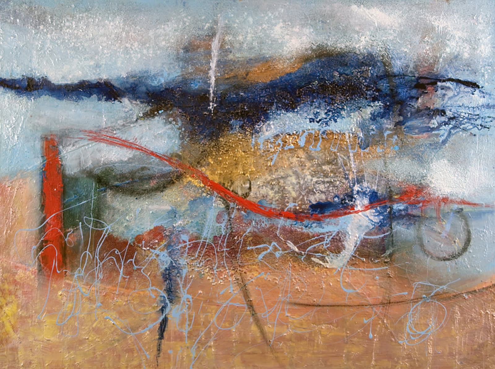 Spinning Night, 2009 Acrylic, latex, sand, ink, glass beads on canvas, 36x48 inches