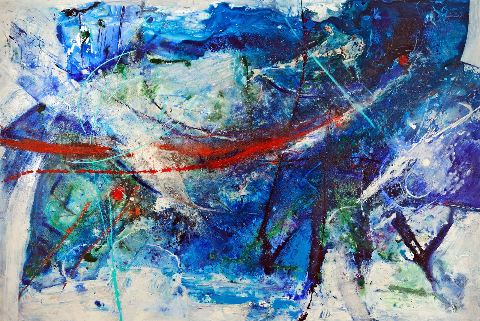 Compass, 2013 Acrylic latex, glass beads on canvas, 48x72 inches