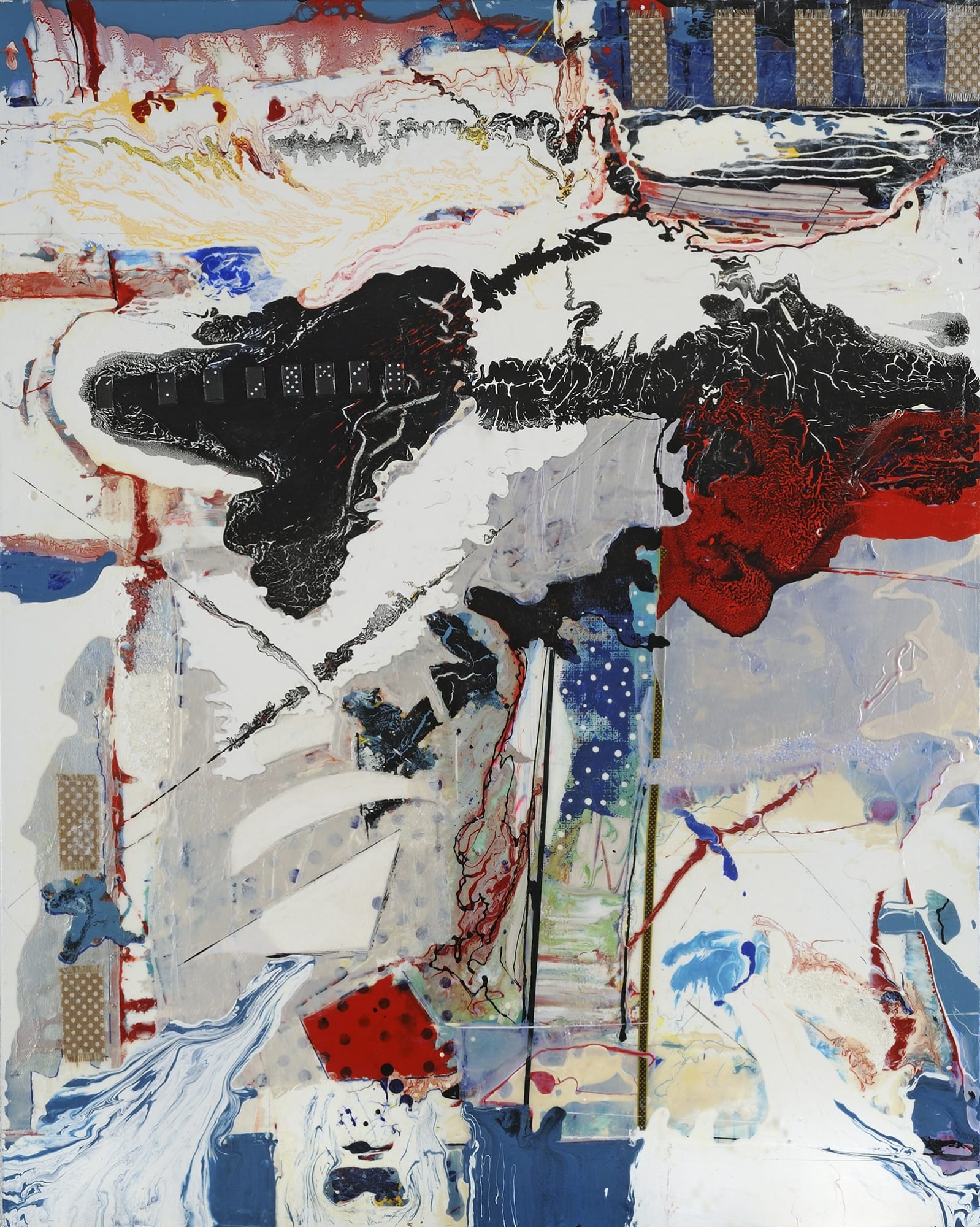 Spica Virginis, 2017 Acrylic enamel, fabric, found objects, 60 x 48 inches