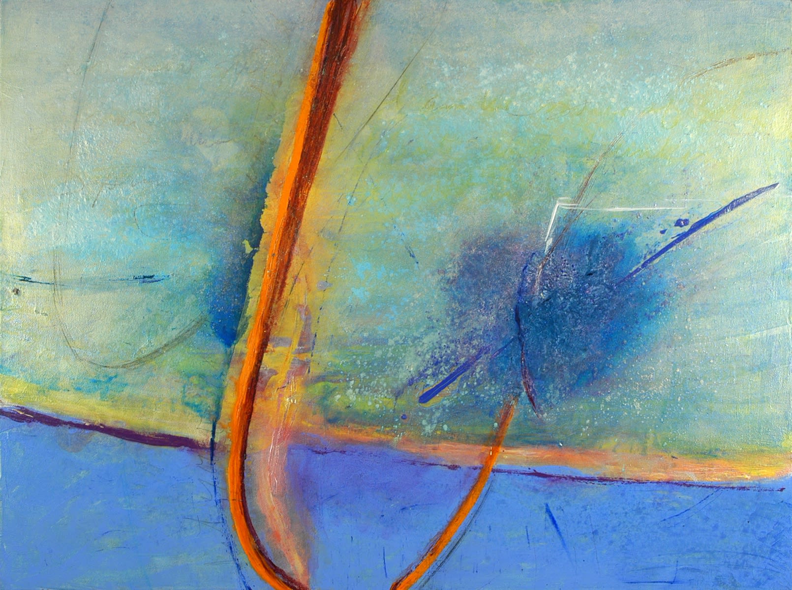 Arc Point, 2005 Acrylic, sand, charcoal, beads on canvas, 36x48 inches