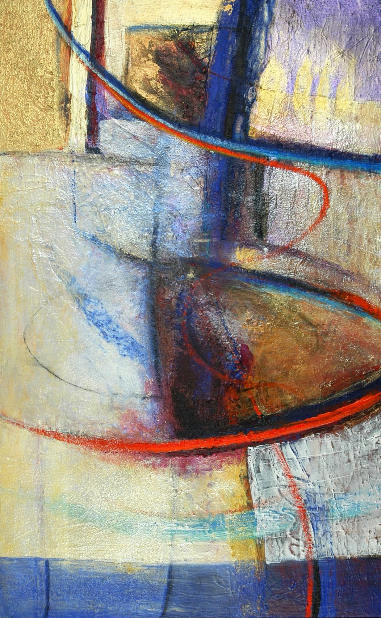 Echo Playground, 2004 Acrylic, sand, charcoal, beads on canvas, 48x30 inches