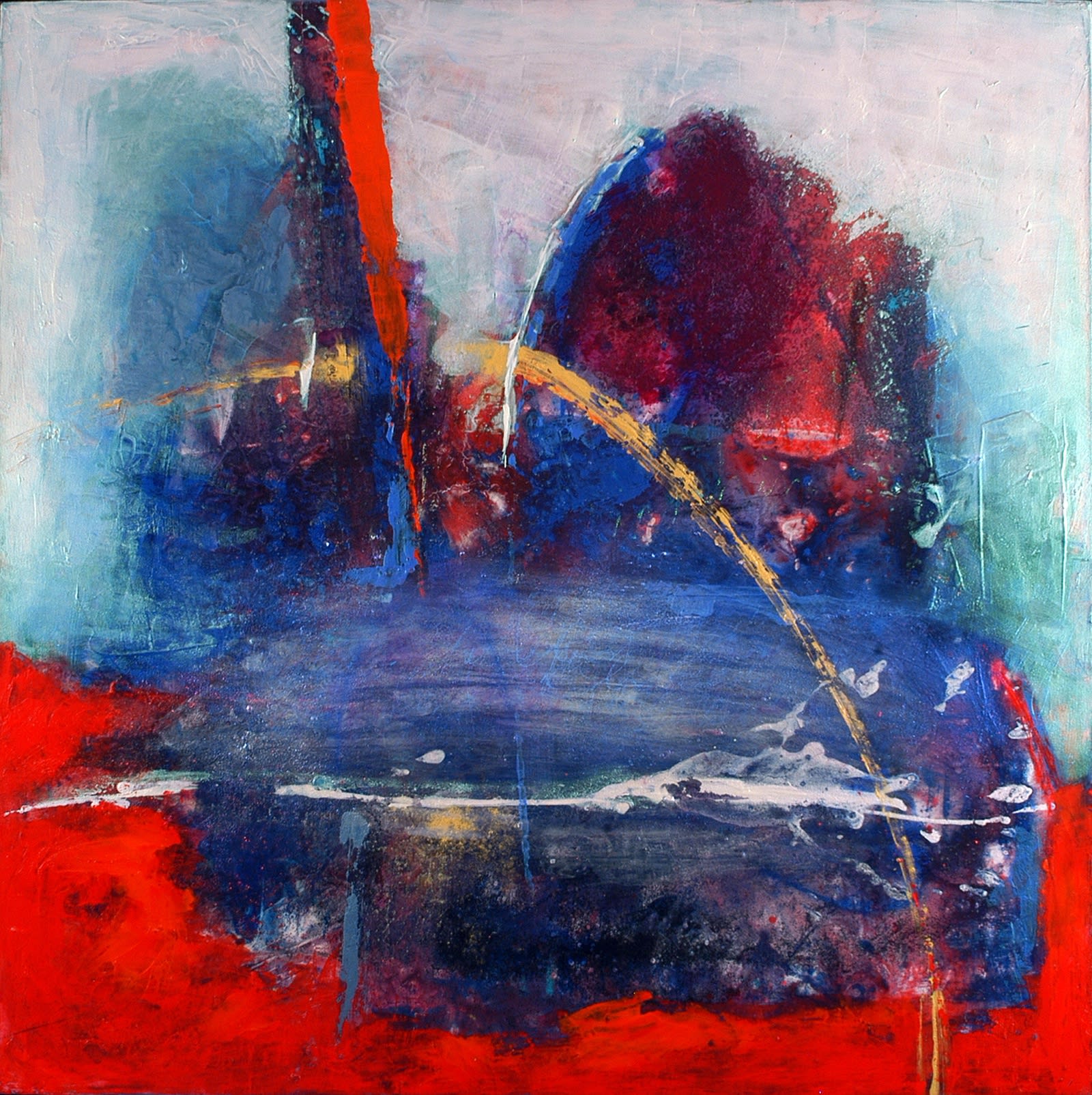 Wings Trace, 2005 Acrylic, sand, beads, charcoal on canvas, 48x48 inches