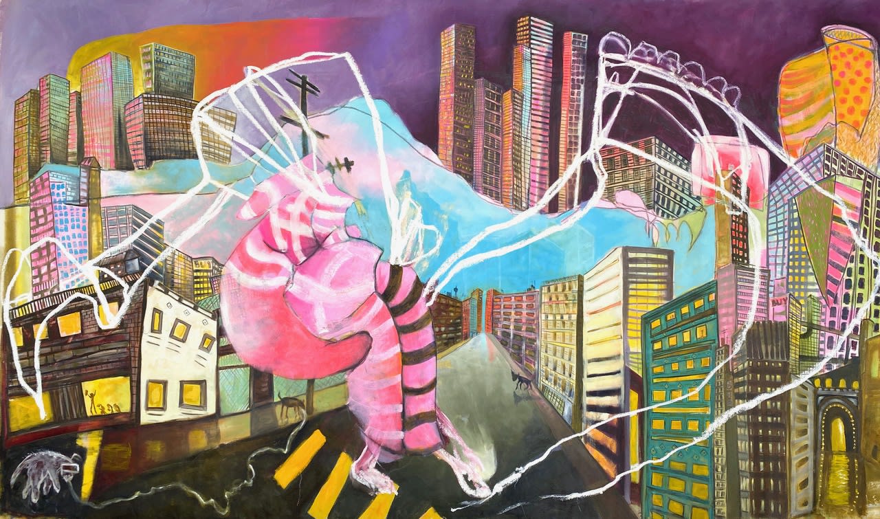 Kaye Freeman, The Other Pico, 2019 Oil paint and oil stick on canvas, 72 x 120 inches