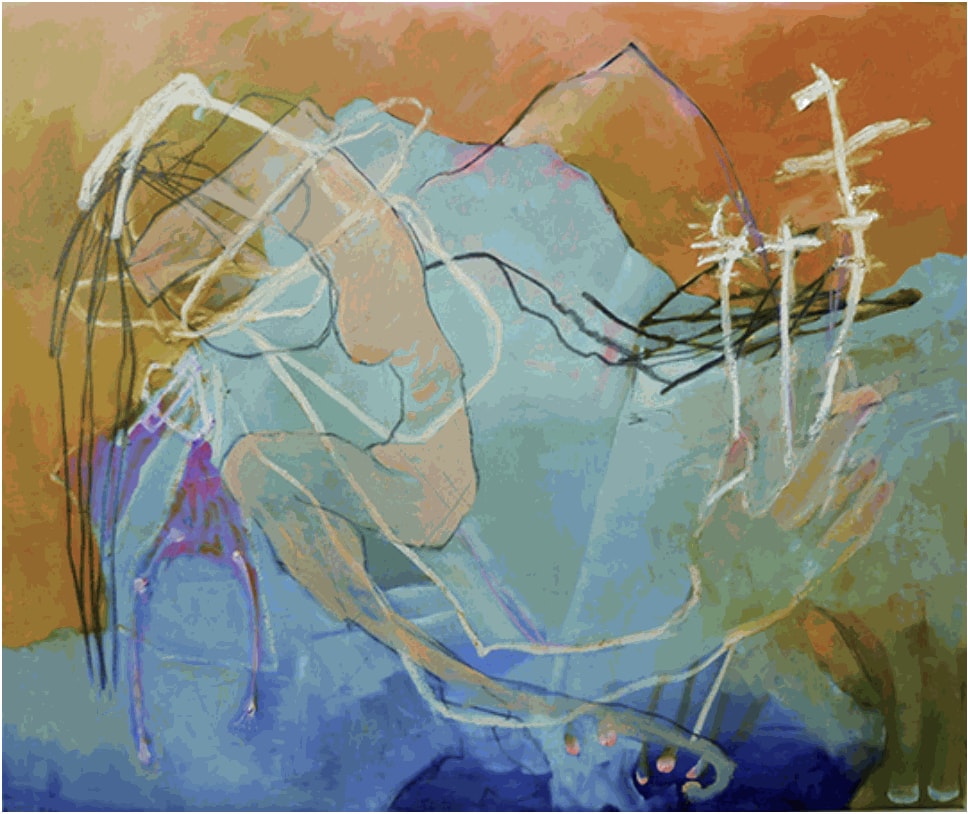 Kaye Freeman, Cats Cradle, 2017 Oil paint, oil stick and graphite on canvas, 40 x 47 inches