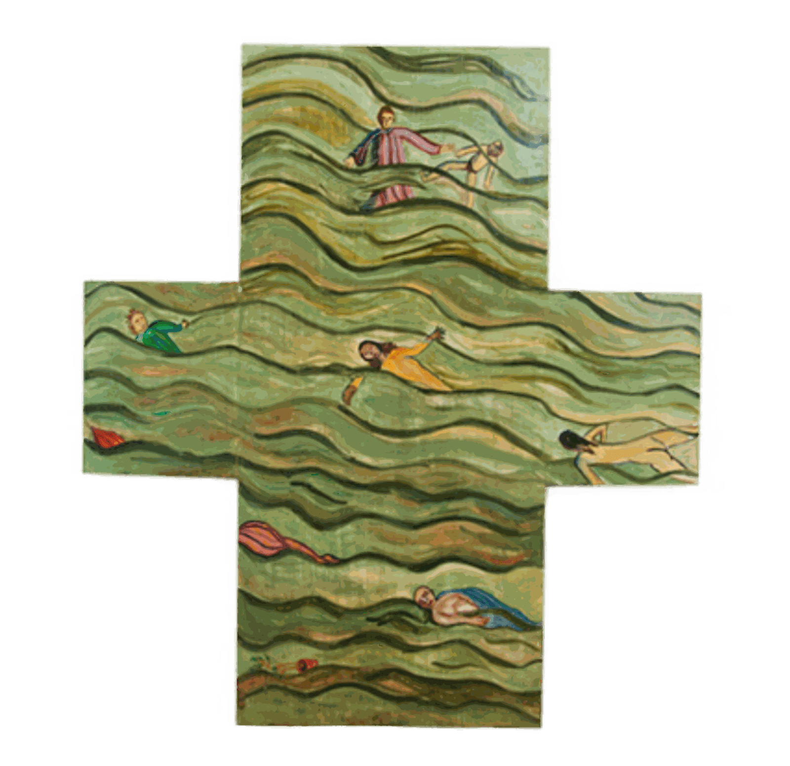 Deborah Masters, Tsunami Cross, 2006 Poplar and acrylic, 25.5 x 23 inches