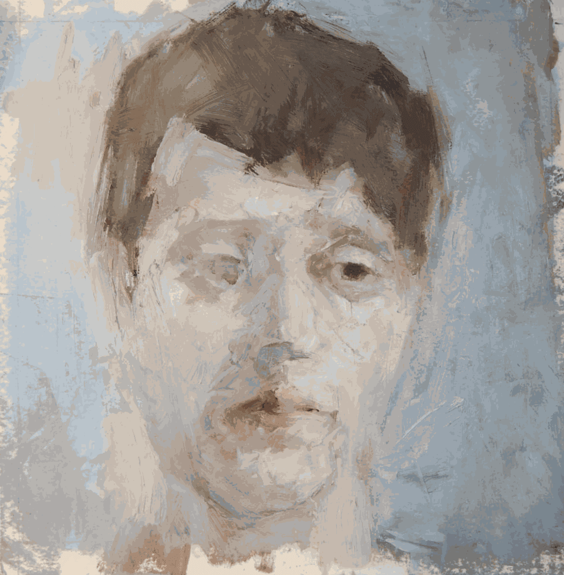 Blue and White Face Oil on canvas, 12 x 12 inches