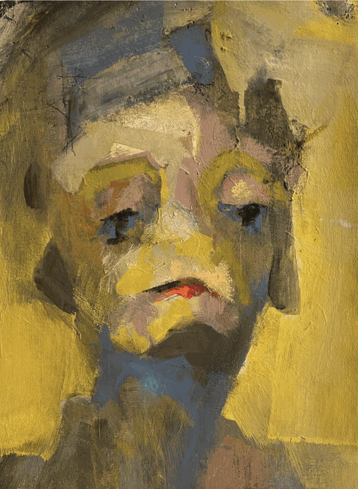 Yellow Four Acrylic gouache on canvas, 12 x 8.5 inches