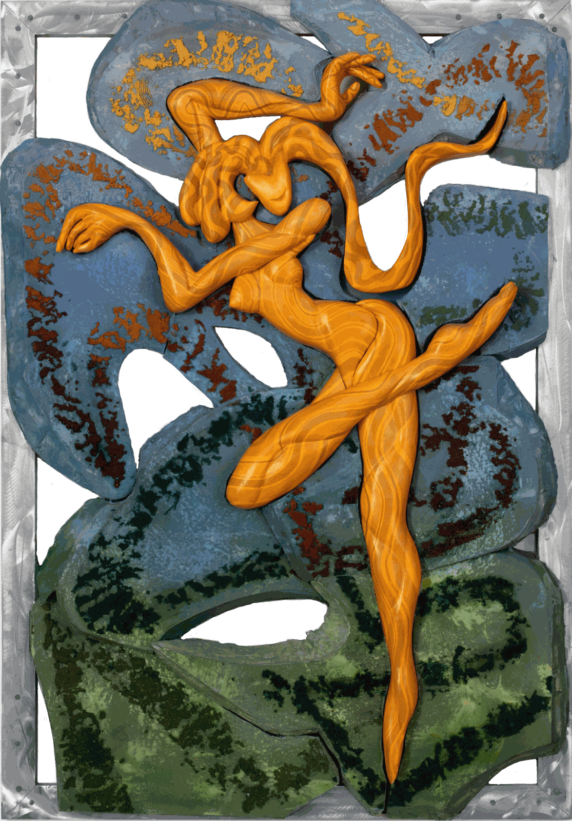 Rob Mango, Joyful, 2020 Oil over canvas sculpted foam, 65 x 43 inches