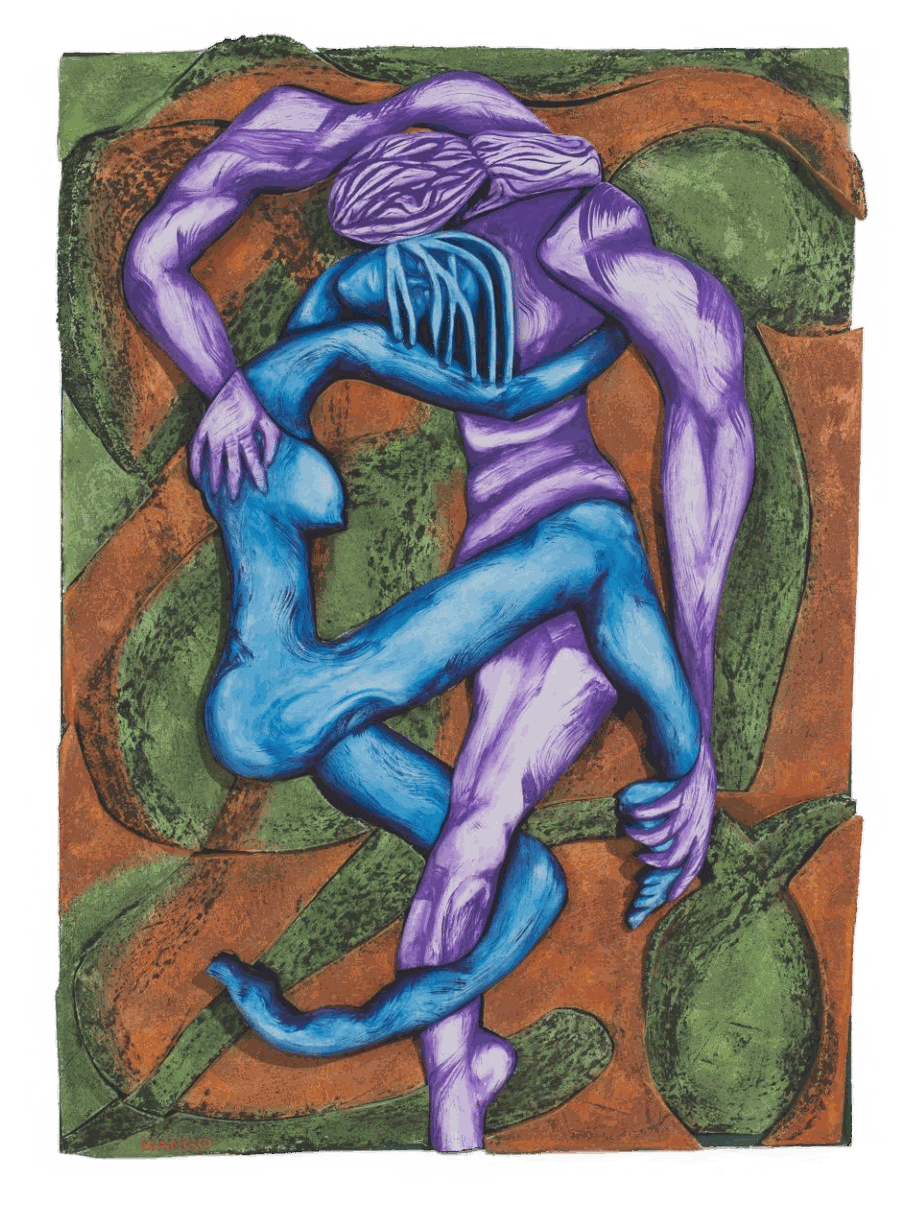 Rob Mango, Fauves, 2012 Oil on canvas over sculpted foam, 60 x 43 inches