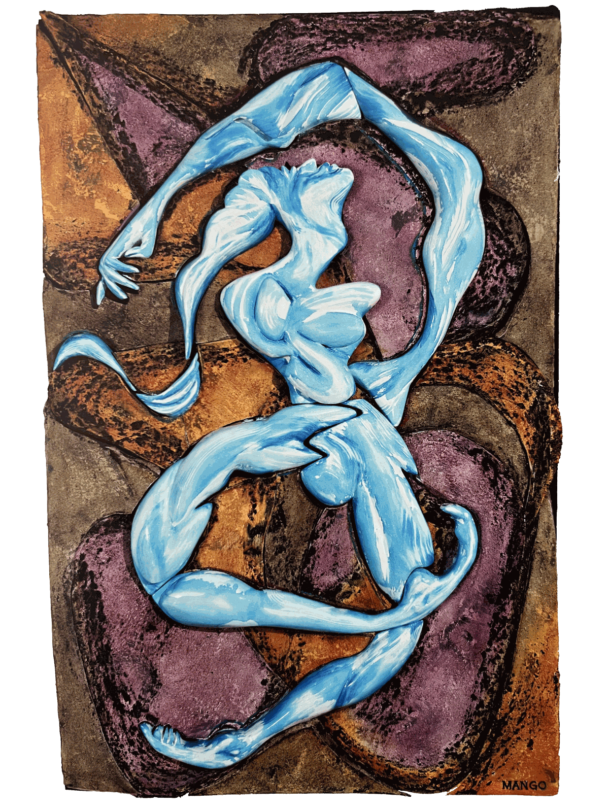 Rob Mango, Blue Dance, 2012 Oil on canvas over sculpted foam, 70 x 46 inches