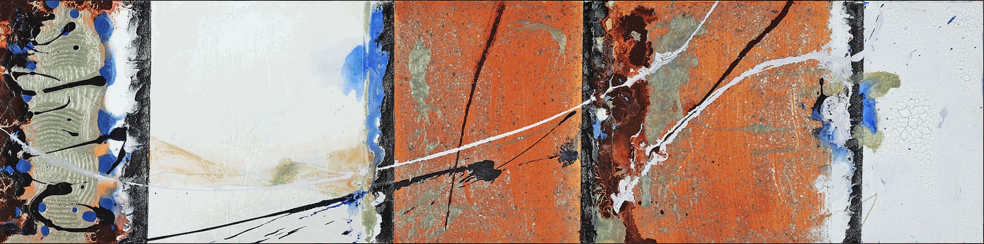Anne Marchad, Eyelight, 2013 Acrylic enamel, Ink, mica on panel, 12 x 48 inches
