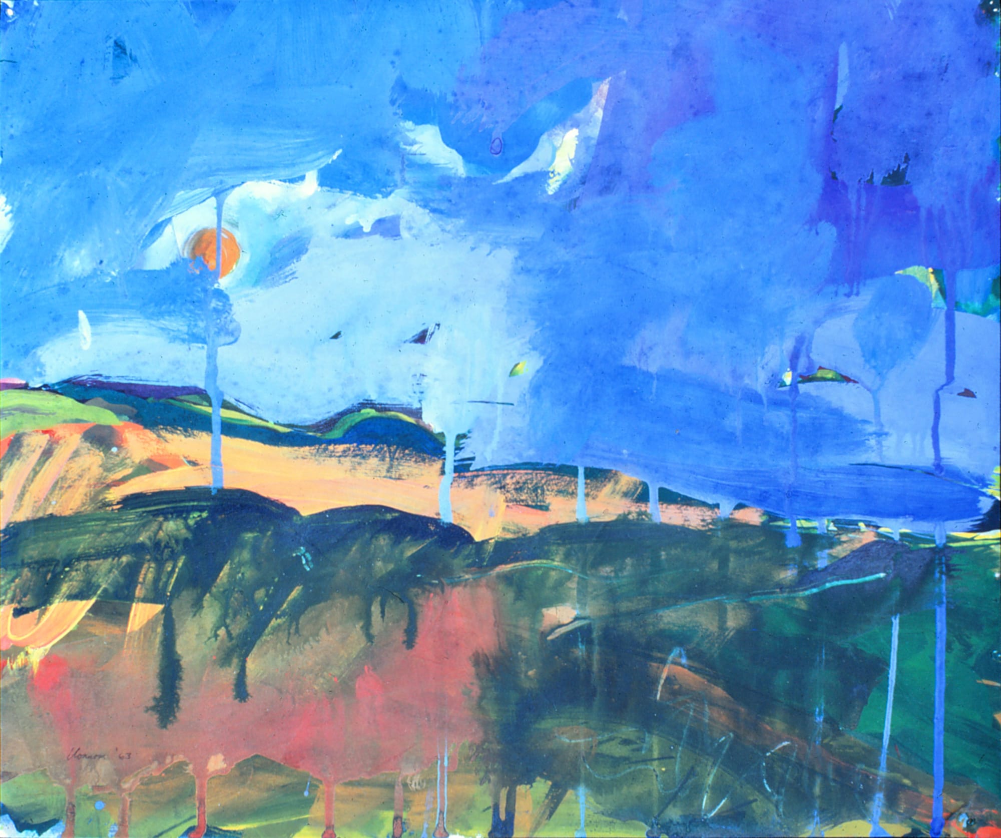 John A. O’Connor, The Field, 1963 Casein on paper, 14 x 17 inches