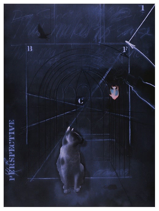 John A. O’Connor, Purrspective, 1988 Acrylic on board, 40 x 30 inches