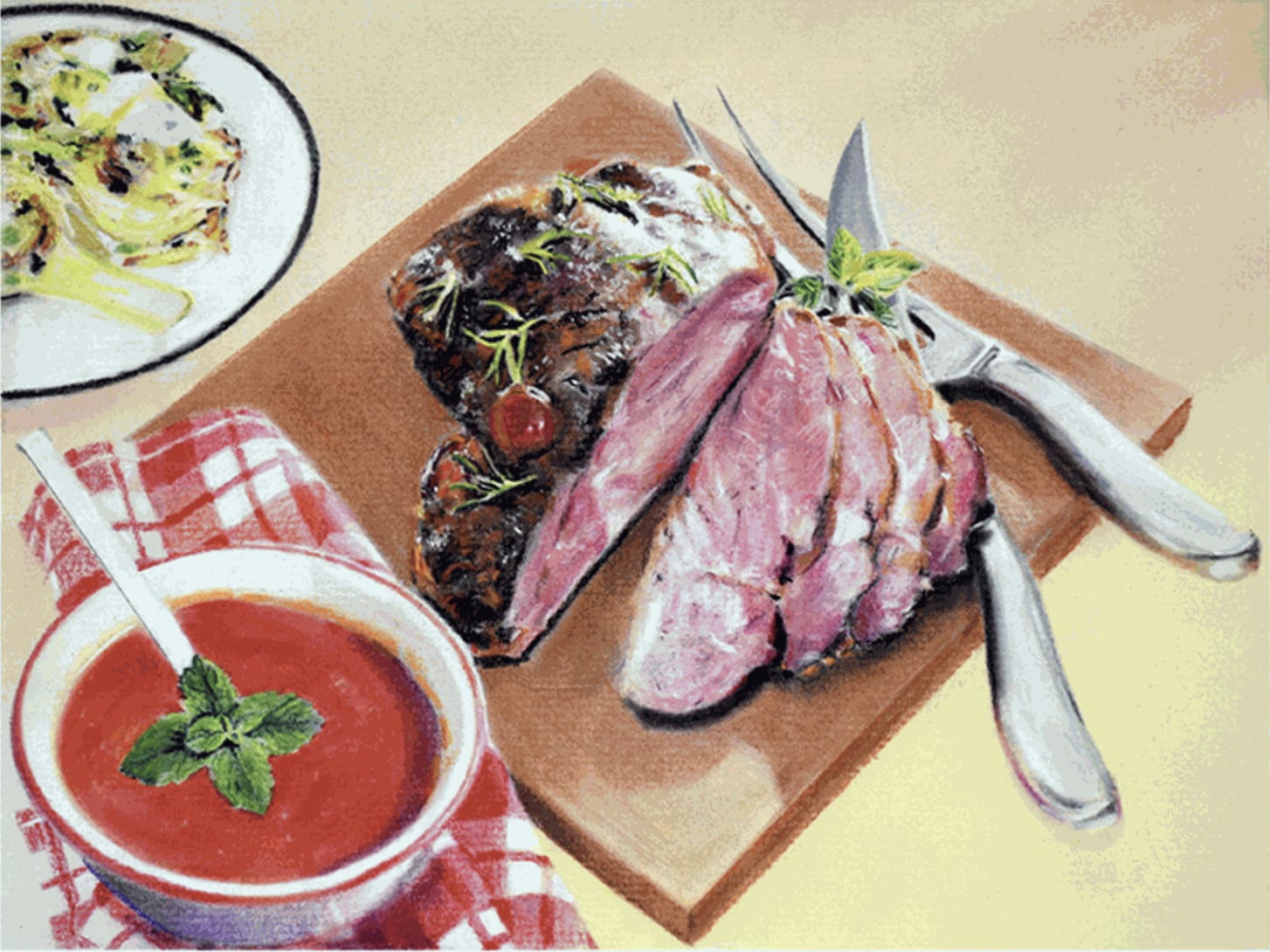 John A. O'Connor, Roast Leg of Lamb, 2022 Pastel on paper, 9 x 13 inches