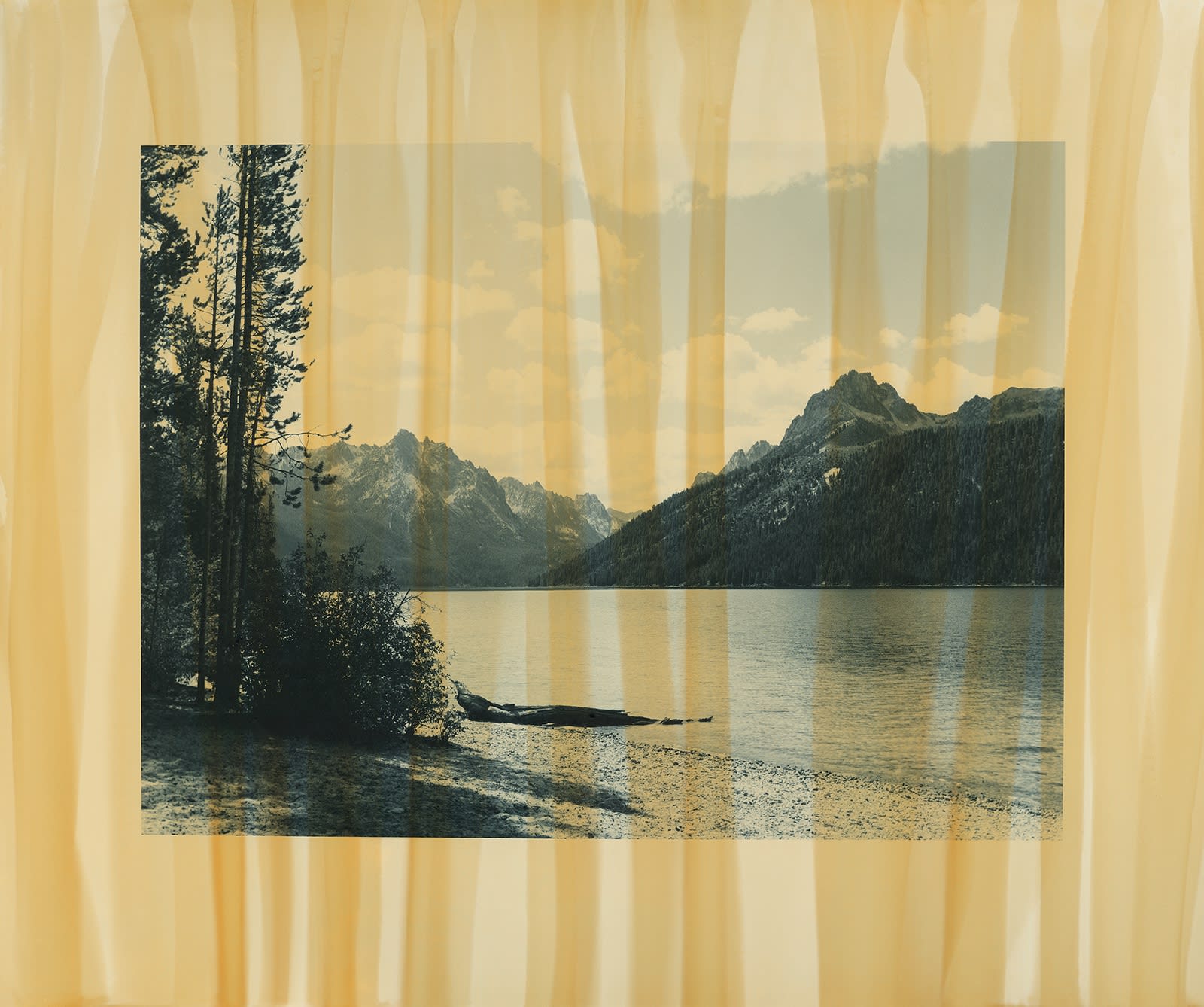 Nolan Preece, Veiled Landscape (curtains-lake) Red Fish Lake, 1991, Silver Gelatin 11x14 inches