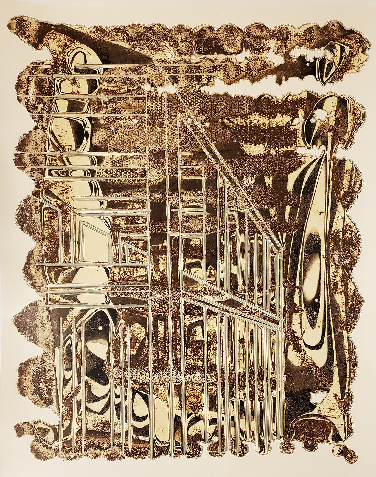 Nolan Preece, Architechture Study, 2015 Mineral Spirits Acrylic and Silver Gelatin 11x14 inches