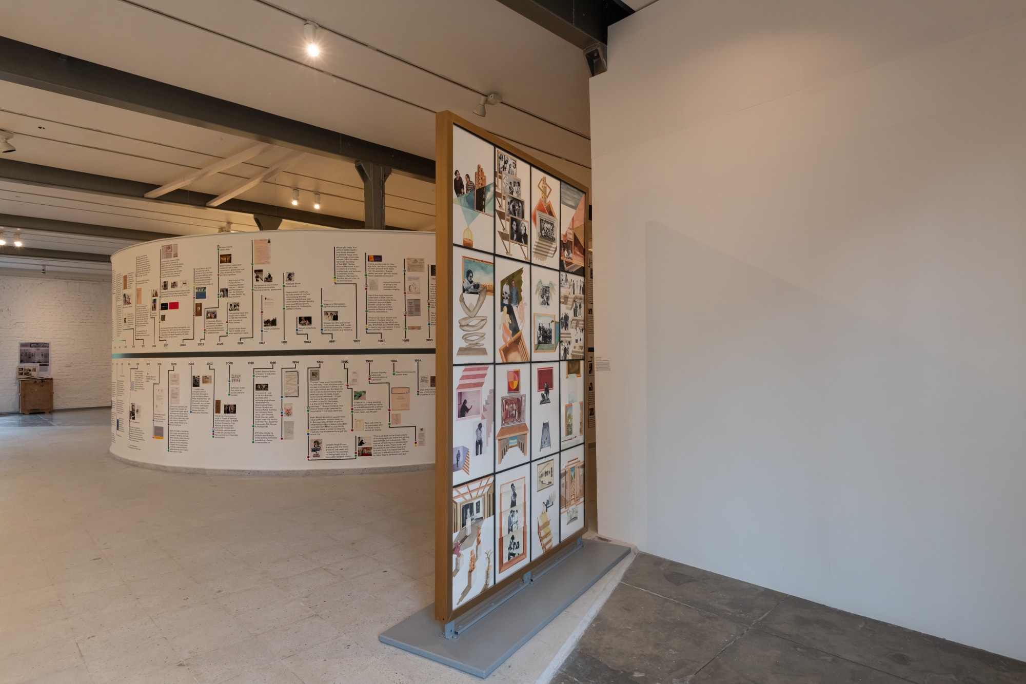 Jitish Kallat presents the core architectural intervention of this exhibition. This nucleus is the resurrected Gallery Chemould structure (1963-2007) in the current Chemould Prescott Road space (2007 onwards). Upon the iconic curved wall is the CheMoulding Archival Timeline researched by the Chemould Archive Team and Curator.