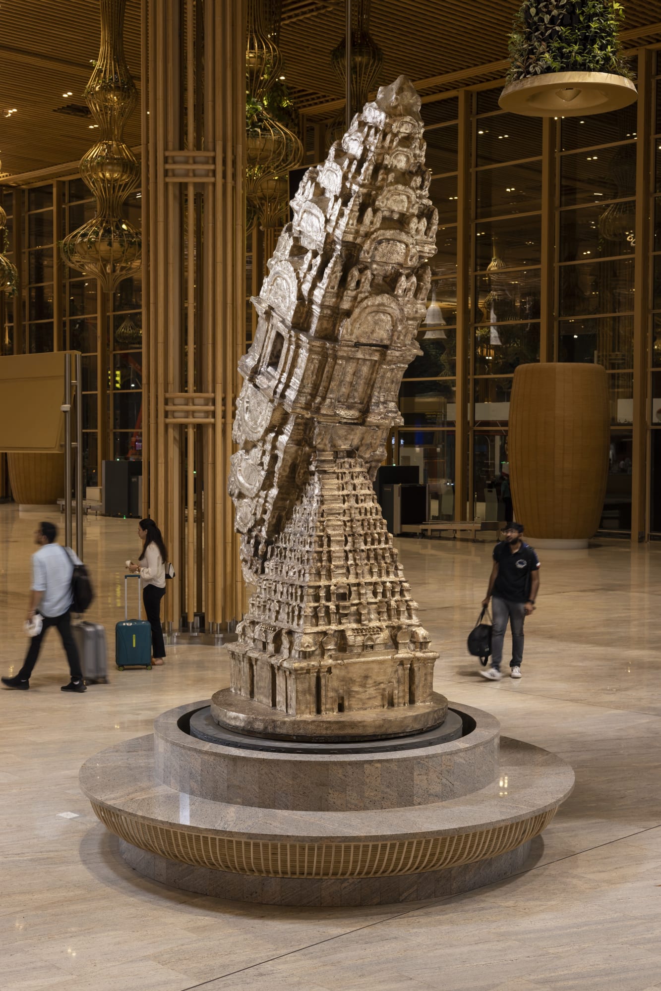 Public Art Tallur LN's V+Mana large-scale permanent public sculpture is now on view at Terminal 2, Kempegowda International Airport in Bengaluru, India