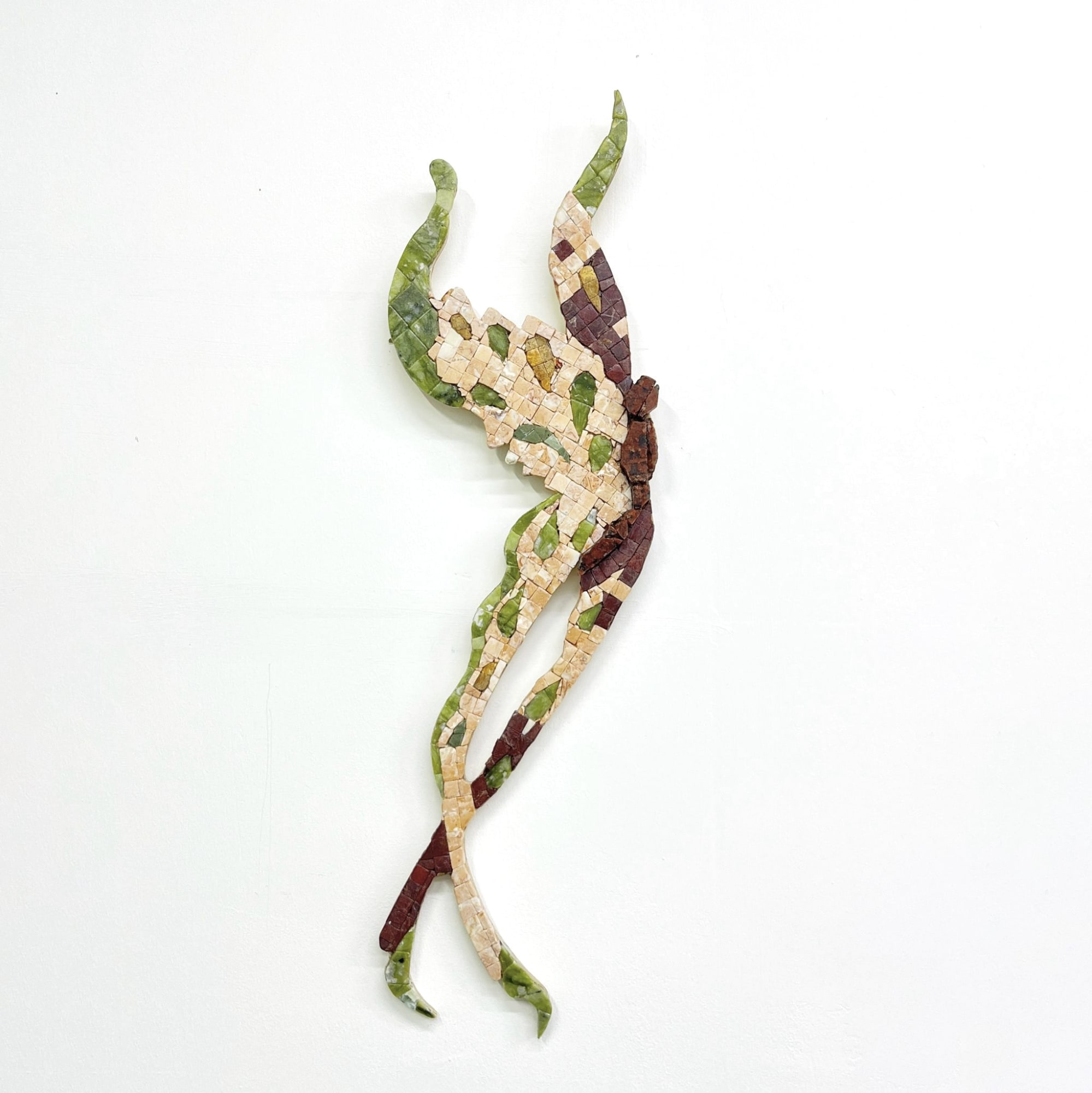 Gvantsa Jishkariani Going Feral 2024 Marble mosaic on wood 19 x 60 x 2 cm (7.5 x 23.6 x 0.8 in)