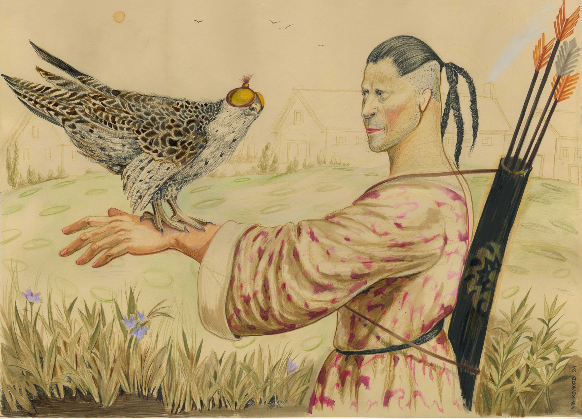 Niniko Morbedadze We love animals (series) 2024 Acrylic, India ink and pencil on paper 50 x 70 cm (19.7 x 27.6 in)