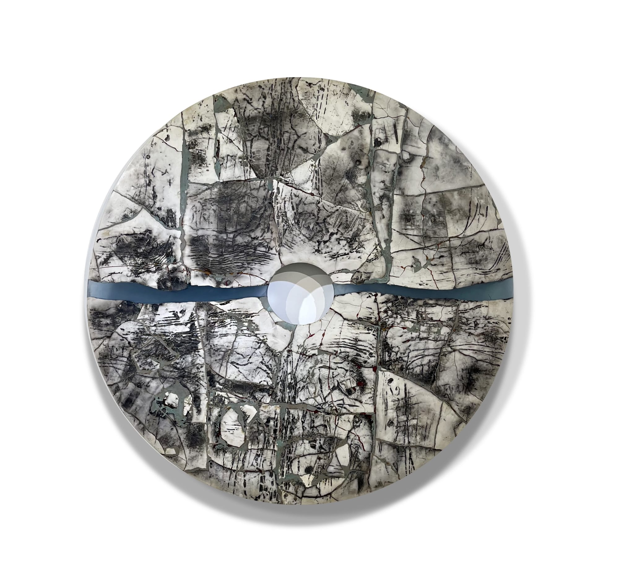 Peter Hayes, Raku Disc with Blue Wave , 2024