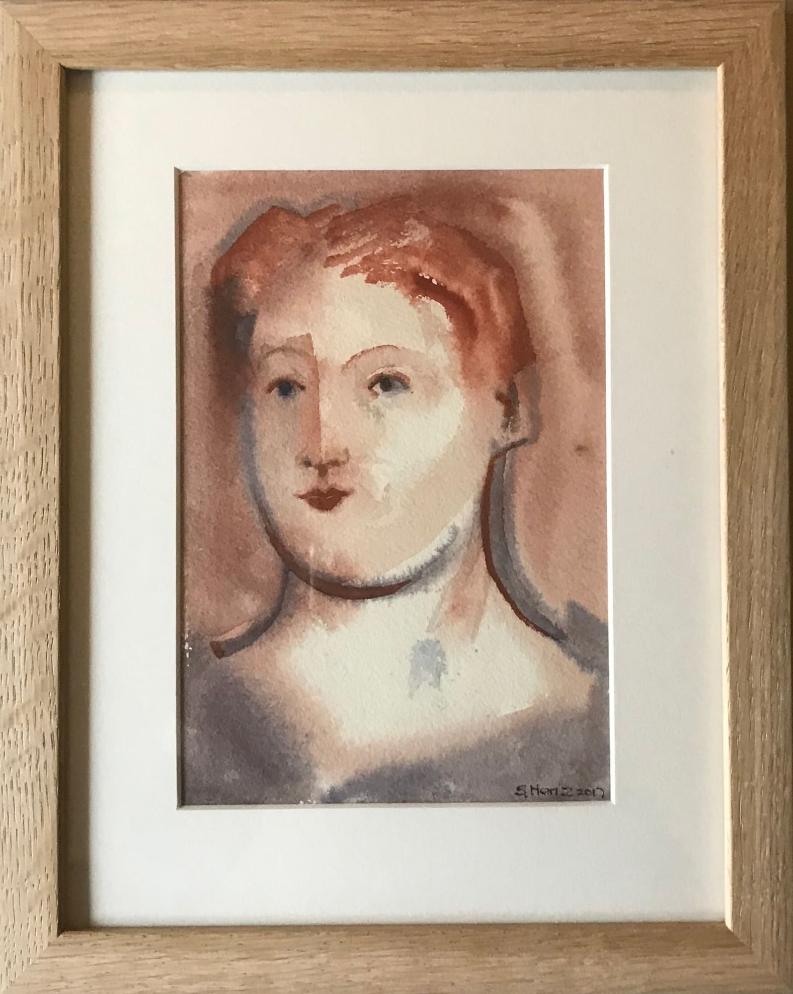 Head, watercolour on paper by Bridget Heriz