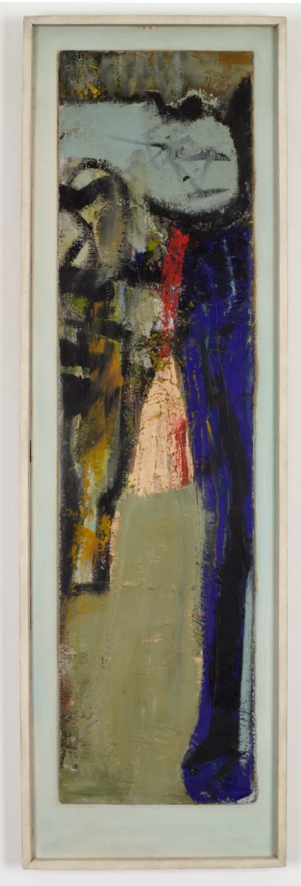 Peter LANYON (1918 – 1964) Albano, 1958 Oil on board 43 x 11½ inches / 109 x 29 cm backboard 48½ x 15 inches / 123 x 38 cm Inscribed, signed and dated, back: ALBANO [circled] / Peter Lanyon / 58