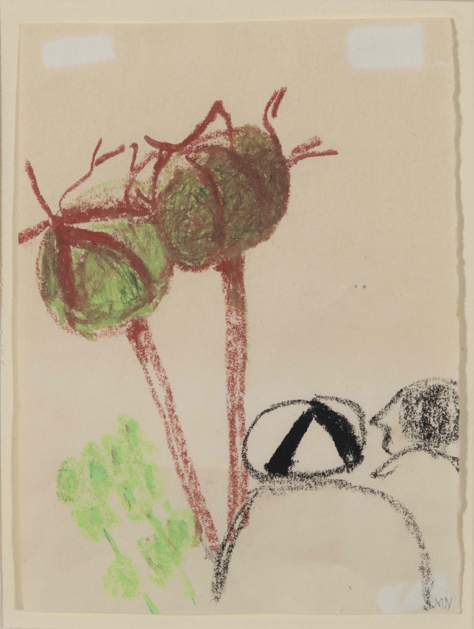 Mary Newcomb, Woman puzzling over seed heads, 1991