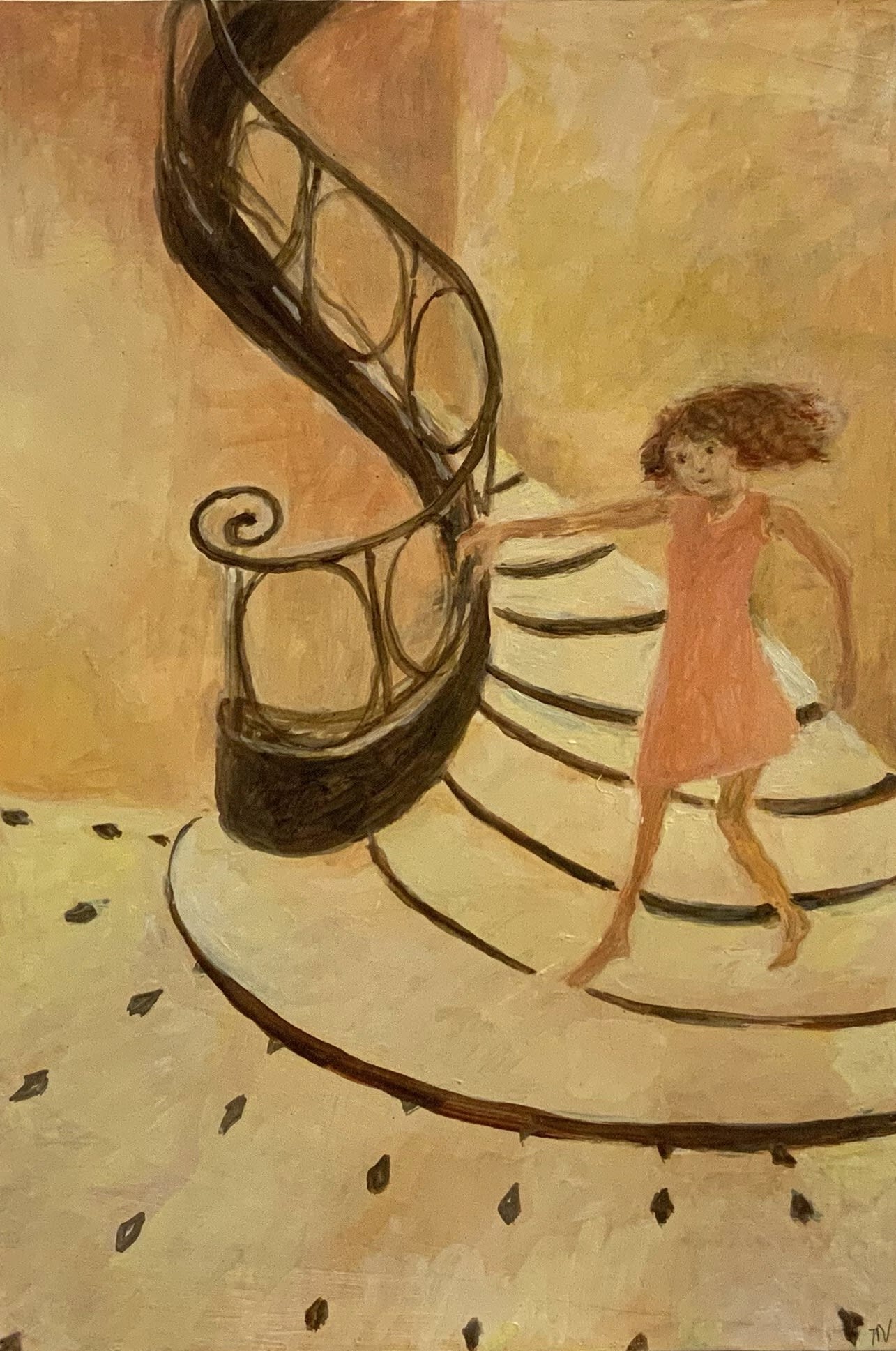 Tessa Newcomb, Girl Coming Down the Stairs, 2017