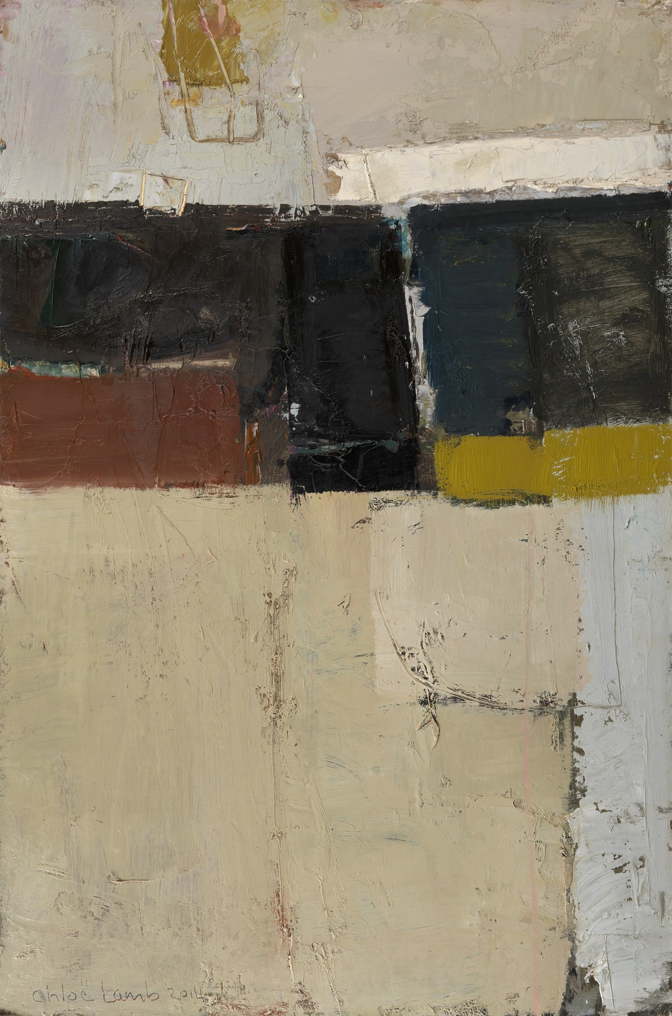 4. Construction 2014, Oil on board, 30" x 20"