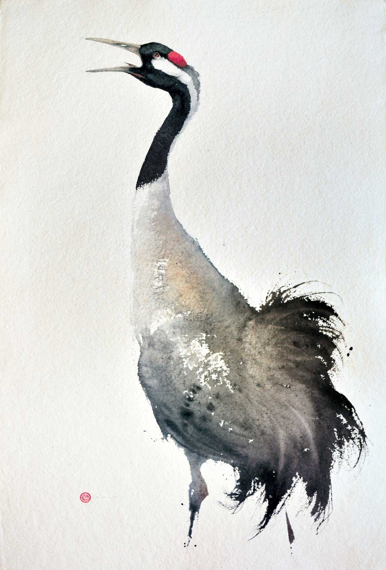 Crane Watercolour 38"x26"