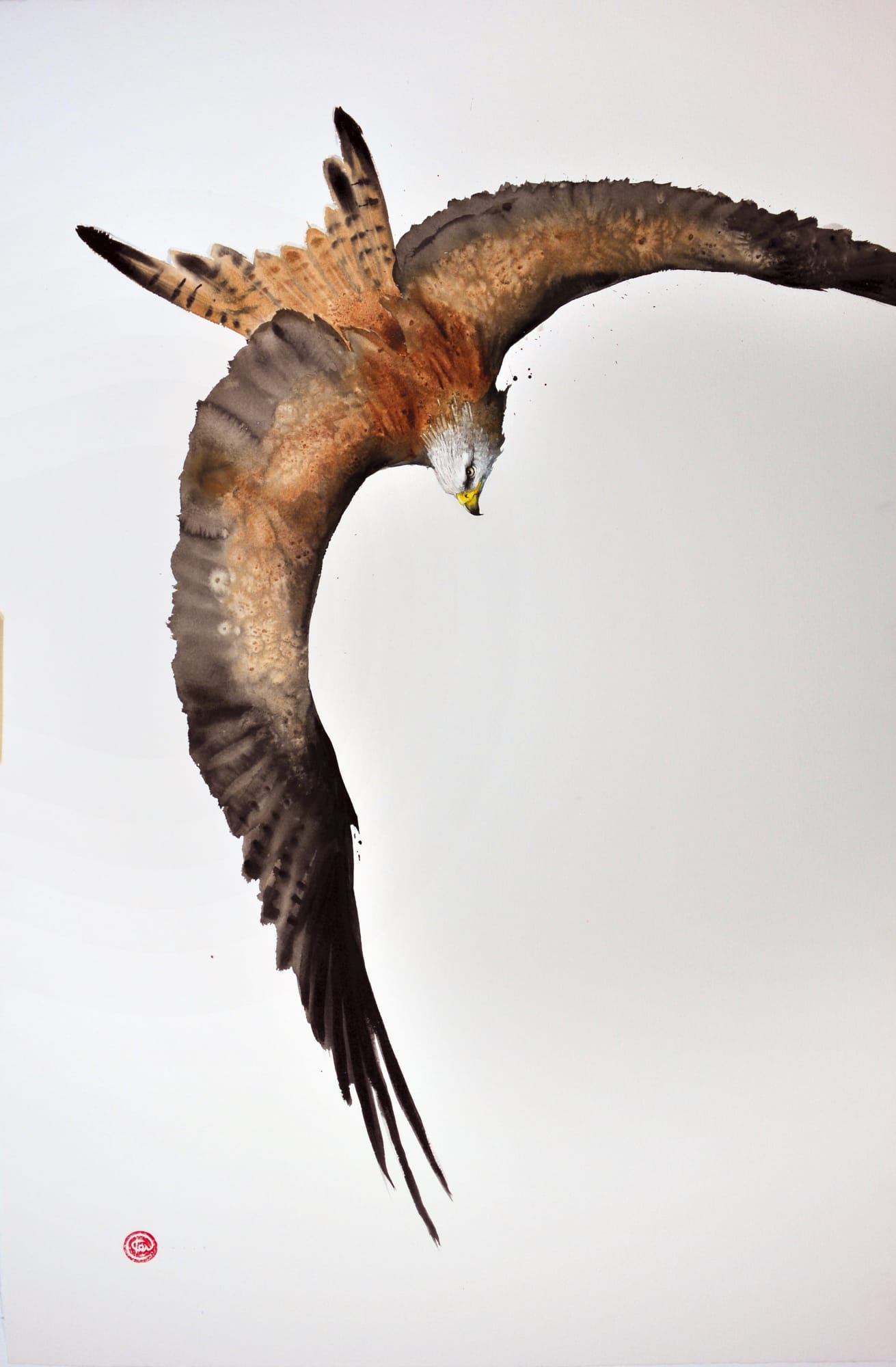 Red Kite III Watercolour 59" x 39 1/2"