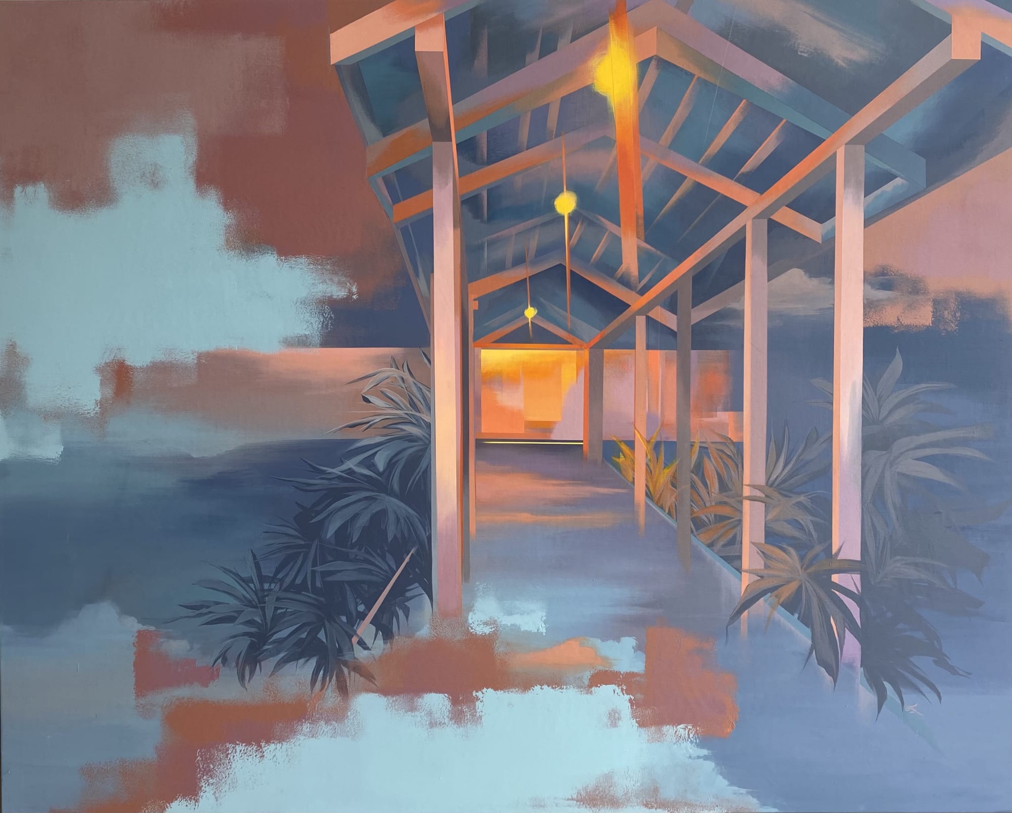 Shen Jiaqi, Covered walkway in twilight, 2020