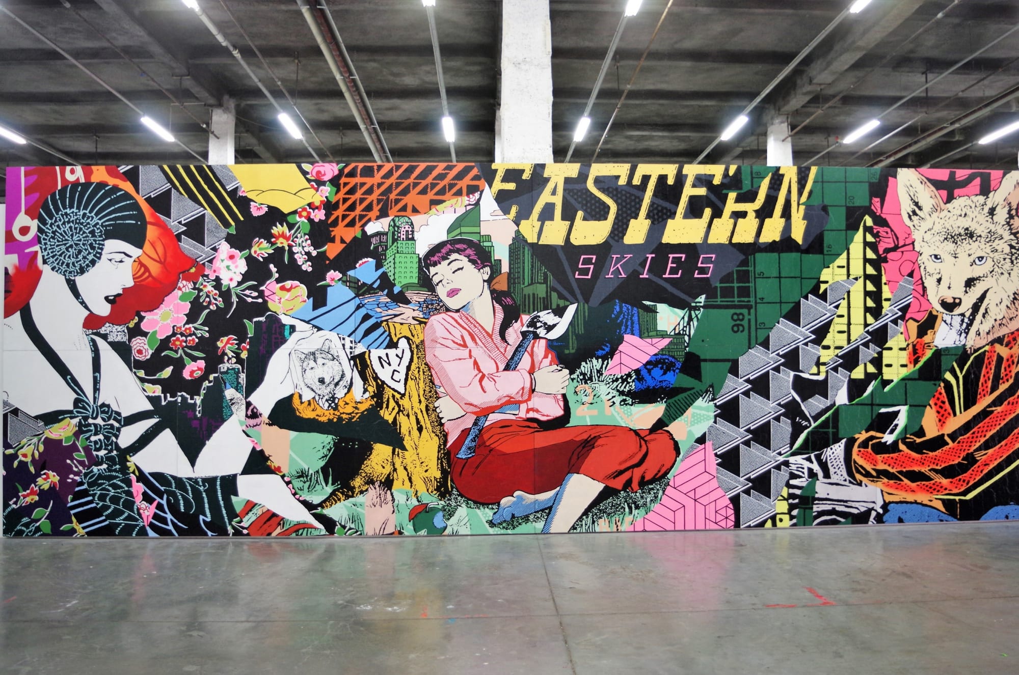 Faile, Eastern Sky, exhibited at La Condition Publique art center, 2017