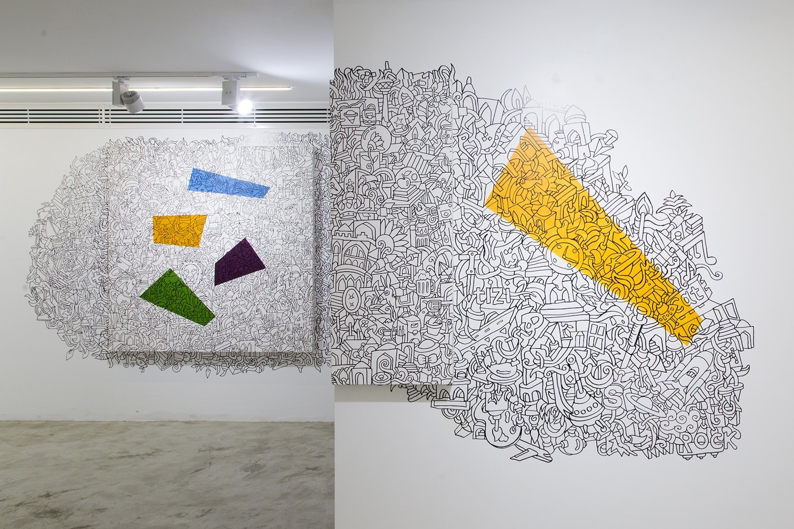 Installation View of Dynamic Shapes a solo presentation of works by Ali Razavi.
