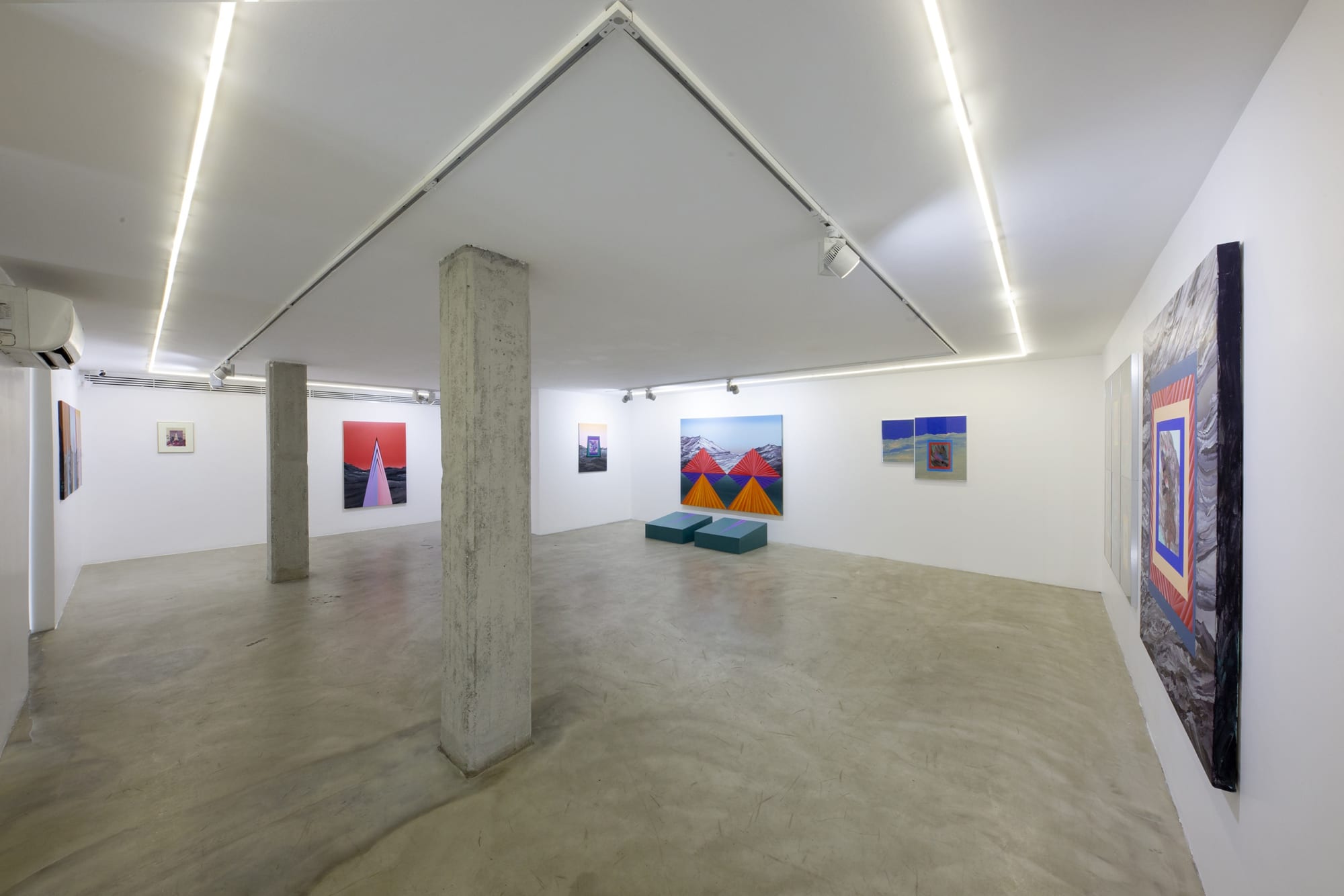 Installation View of Here, We Can Stay For A While a solo presentation of works by Farbod Elkaee.