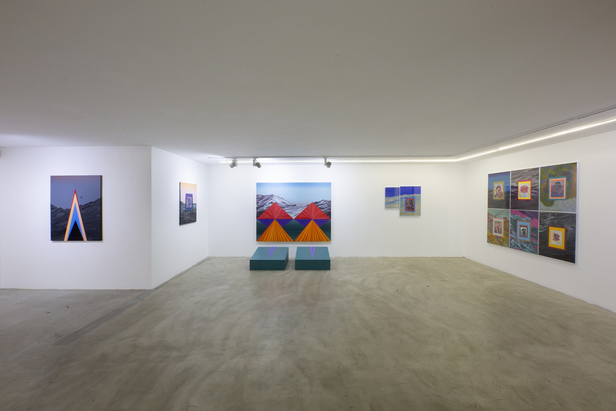 Installation View of Here, We Can Stay For A While a solo presentation of works by Farbod Elkaee.