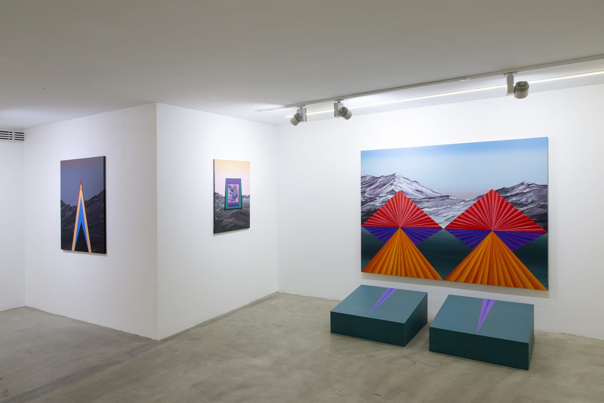 Installation View of Here, We Can Stay For A While a solo presentation of works by Farbod Elkaee.