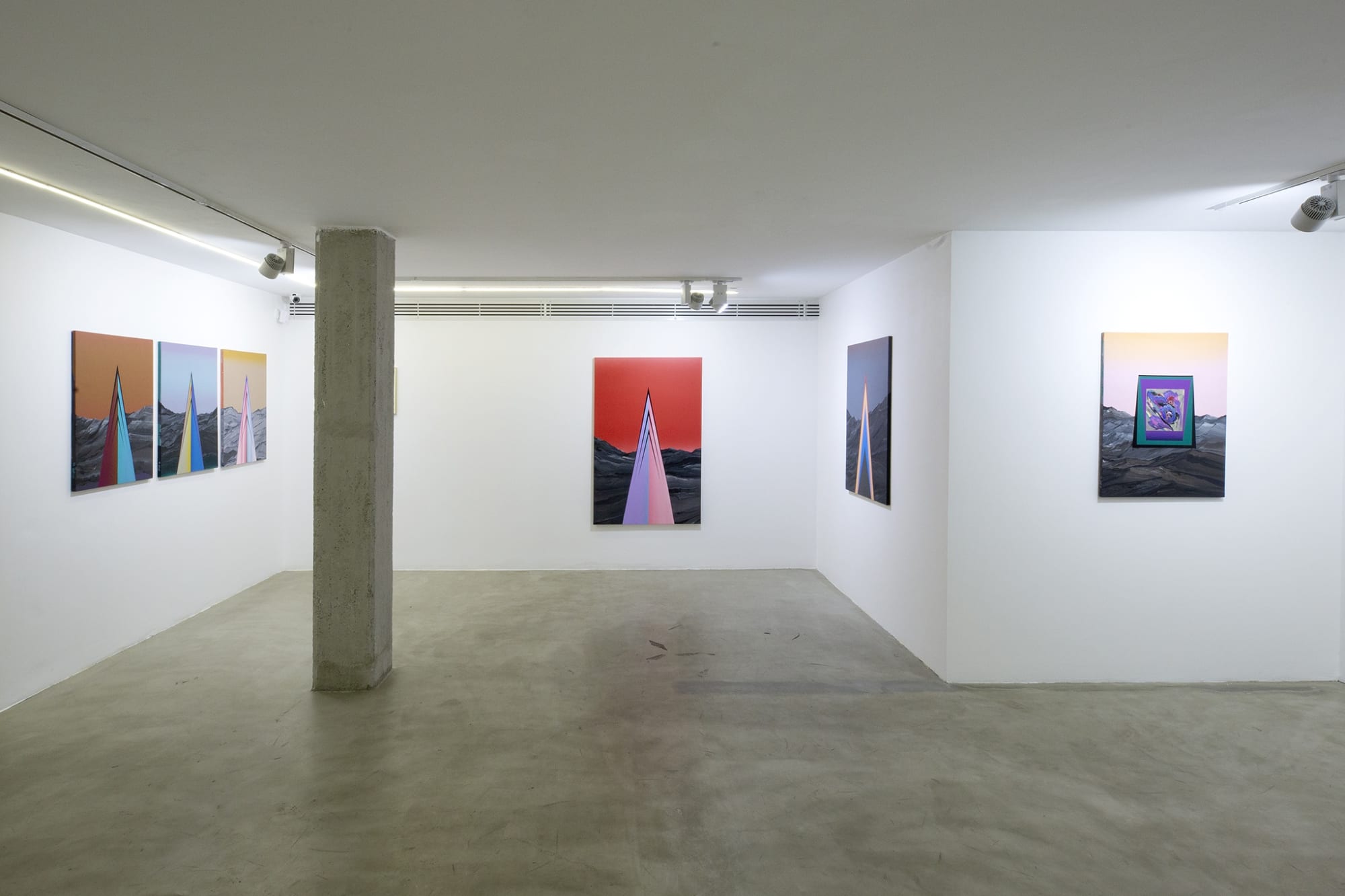Installation View of Here, We Can Stay For A While a solo presentation of works by Farbod Elkaee.