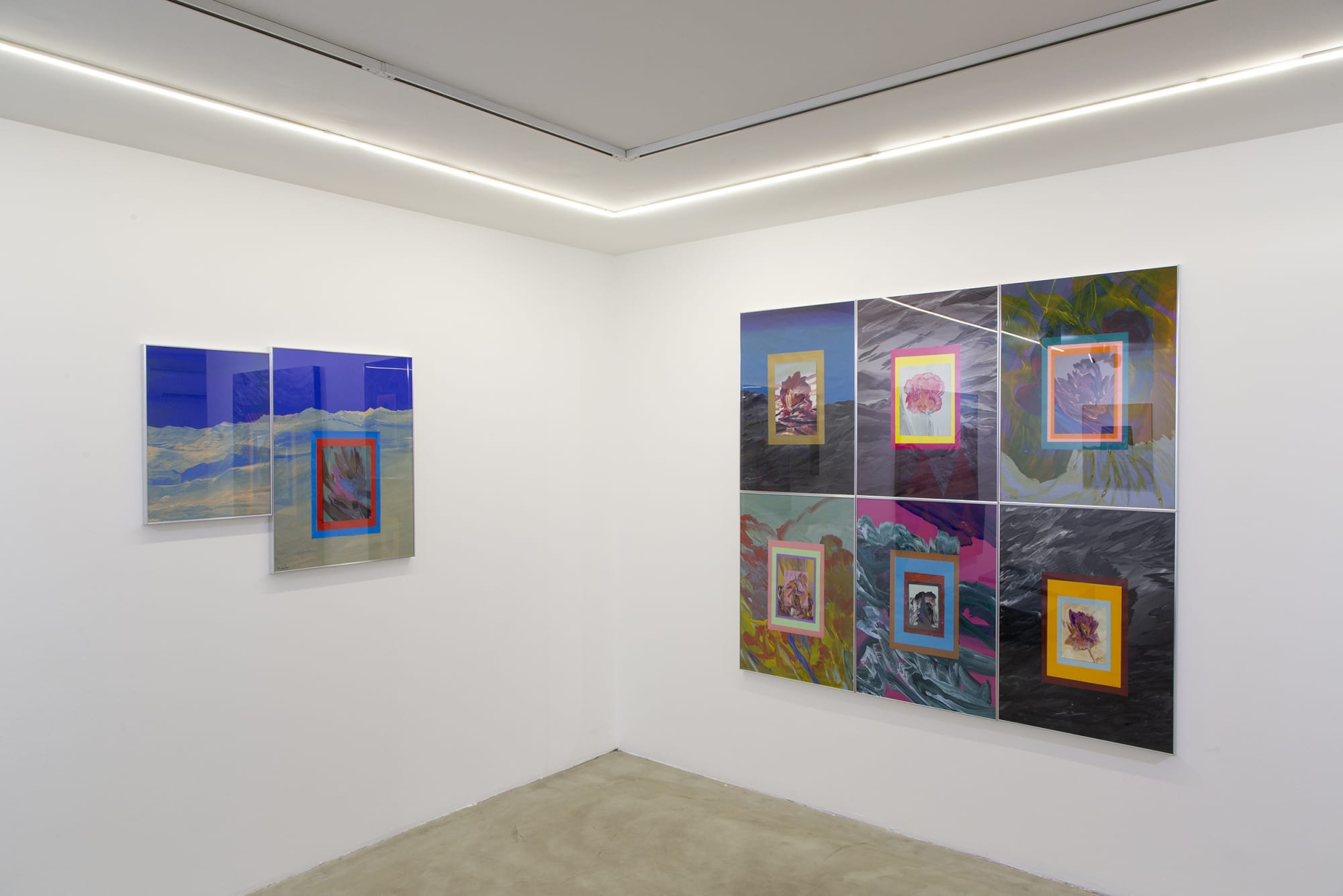 Installation View of Here, We Can Stay For A While a solo presentation of works by Farbod Elkaee.