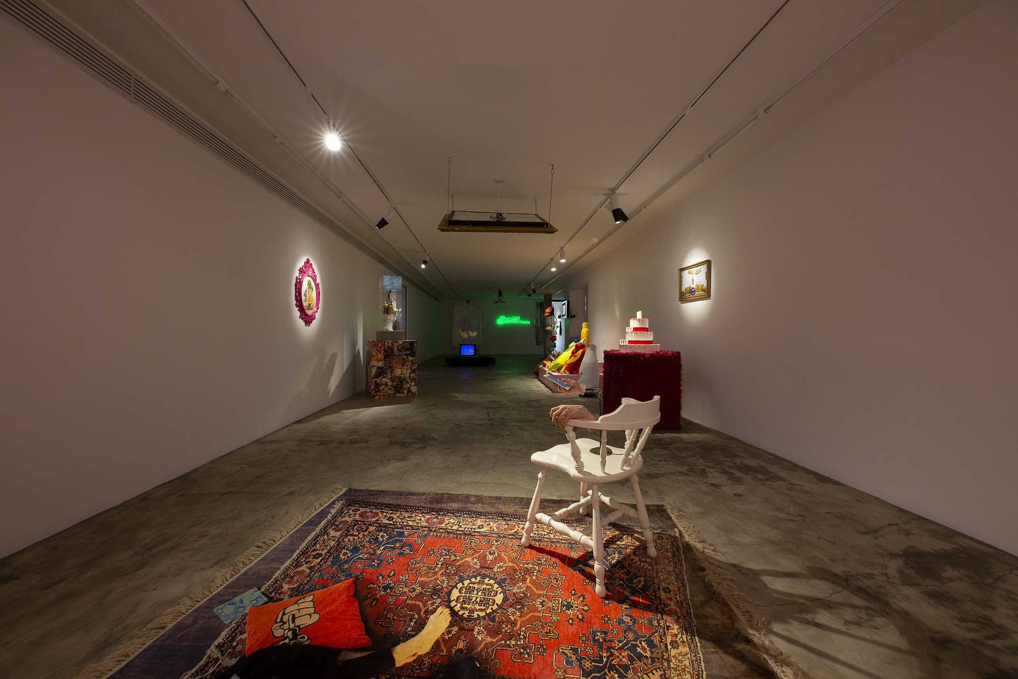 Installation View of Honey, I am home a solo presentation of works by Hoda Zarbaf.