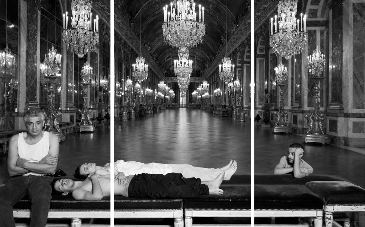 Reza Aramesh Action 110. Wednesday 8 January 2009. A man sits beside the body of two youths killed. Gaza City., 2011