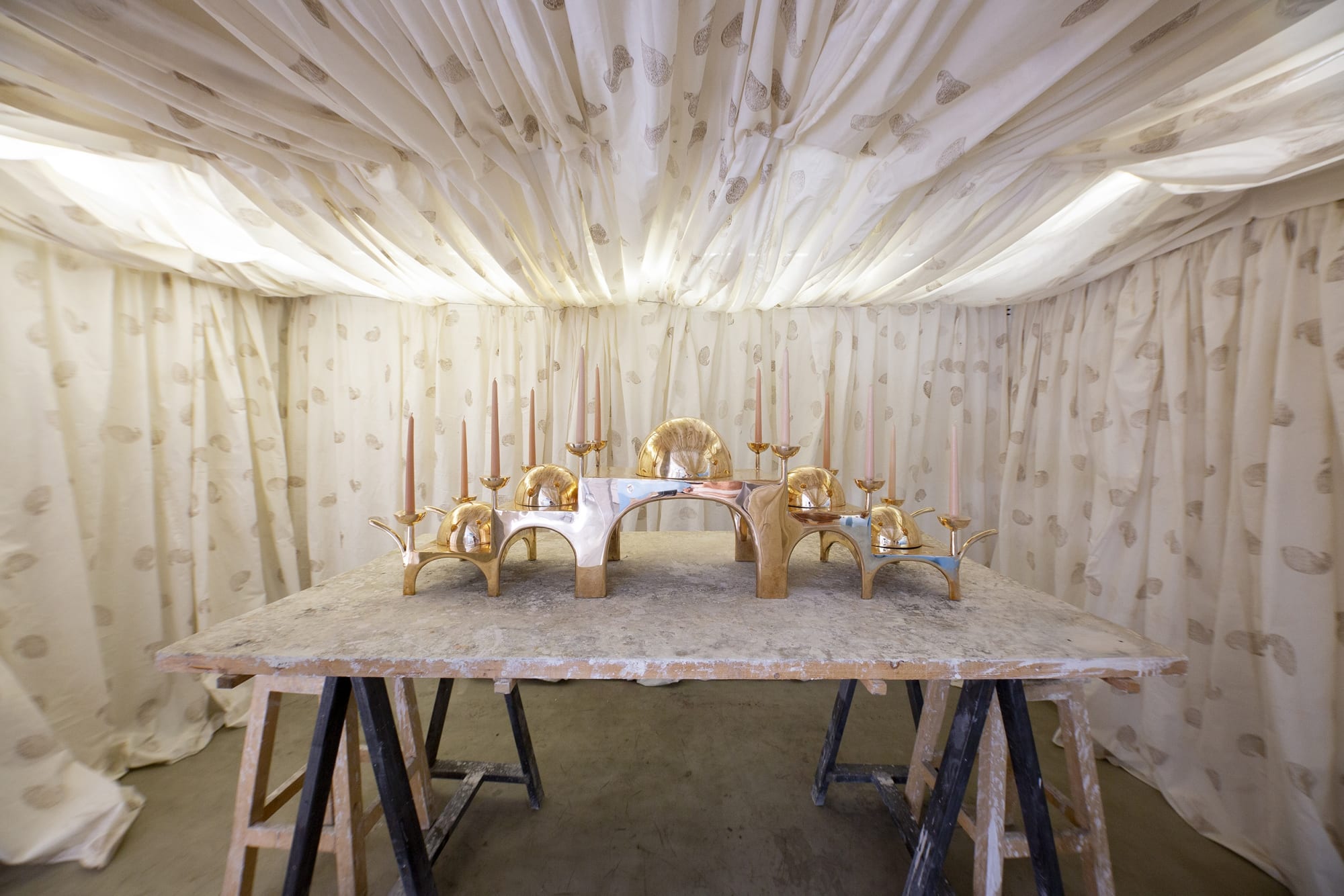 Installation view of Reverse Mirage a solo presentation of works by Alireza Rasoulzadeh.