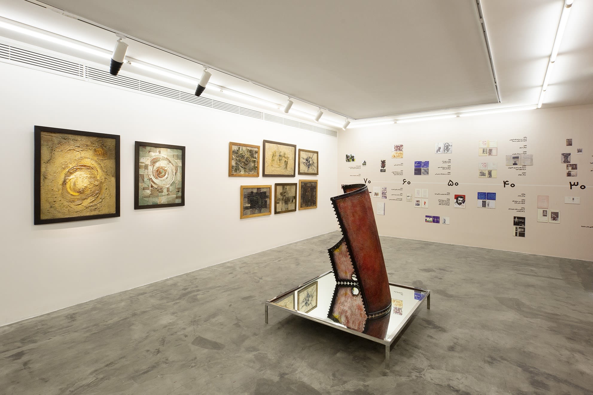 Installation View of Three Decades a solo presentation of works by Changiz Shahvagh.